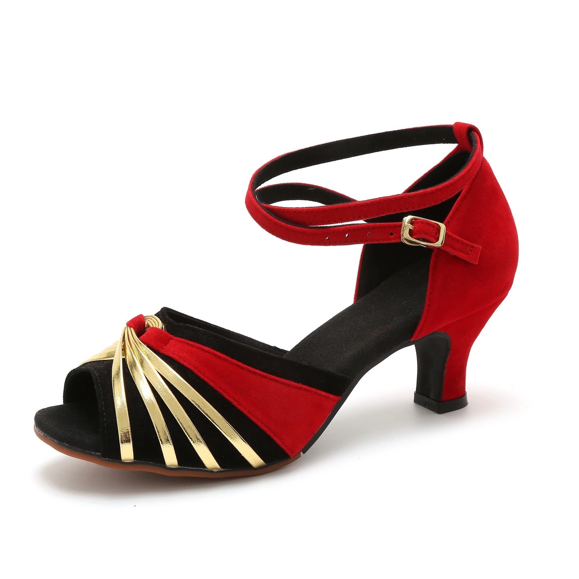 Stylish Women's Latin Dance Sandals with Cross Straps, Low Heel, and Buckle Closure - Perfect for Comfortable and Fashionable Dancing