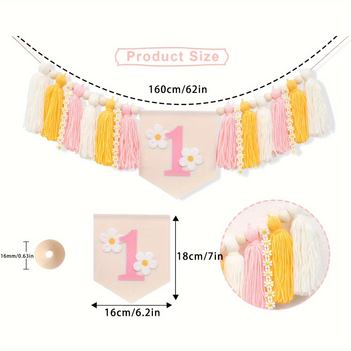 Daisy Birthday High Chair Banner First Birthday Decoration - Temu