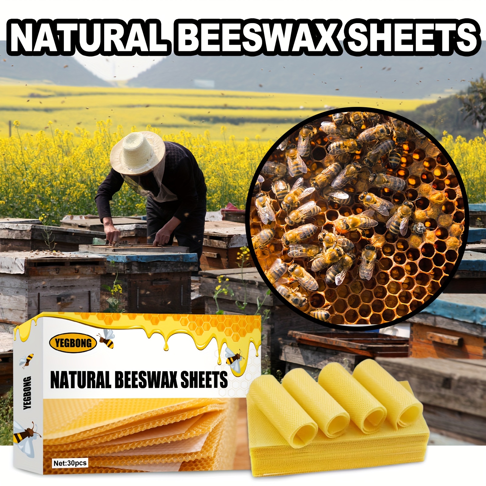 10pcs/set Beeswax Sheet, Beekeeping Foundation Sheets, Beeswax Candle  Making Kit Natural Bee Wax Honeycomb Sheets for Hives - AliExpress