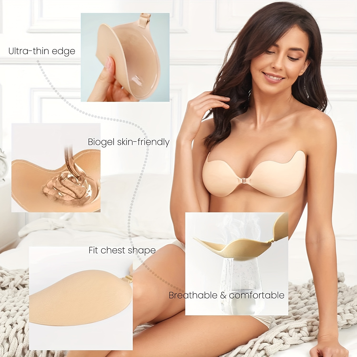 DEPOVOR Strapless Adhesive Bra Push Up Sticky Bra Invisible Backless Stick On  Bras for Women – DEPOVOR