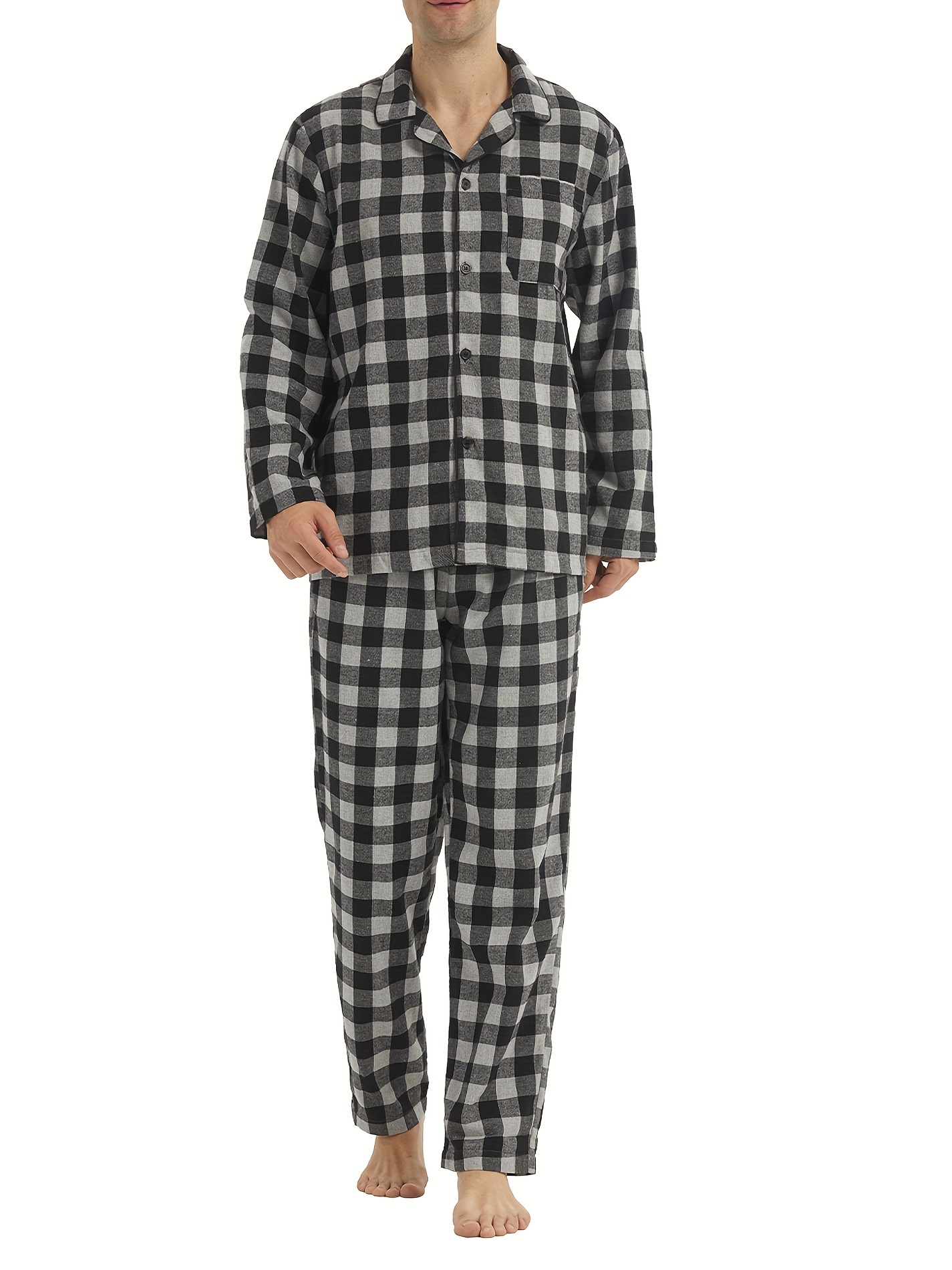 LANBAOSI Women Flannel Pajamas Sets 2 Piece Long Sleeve Top and