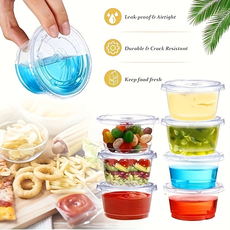 Clear Diposable Plastic Portion Cups Set With Lids, Small Mini Souffle Cups,  Condiment And Dipping Sauce Cups - Temu