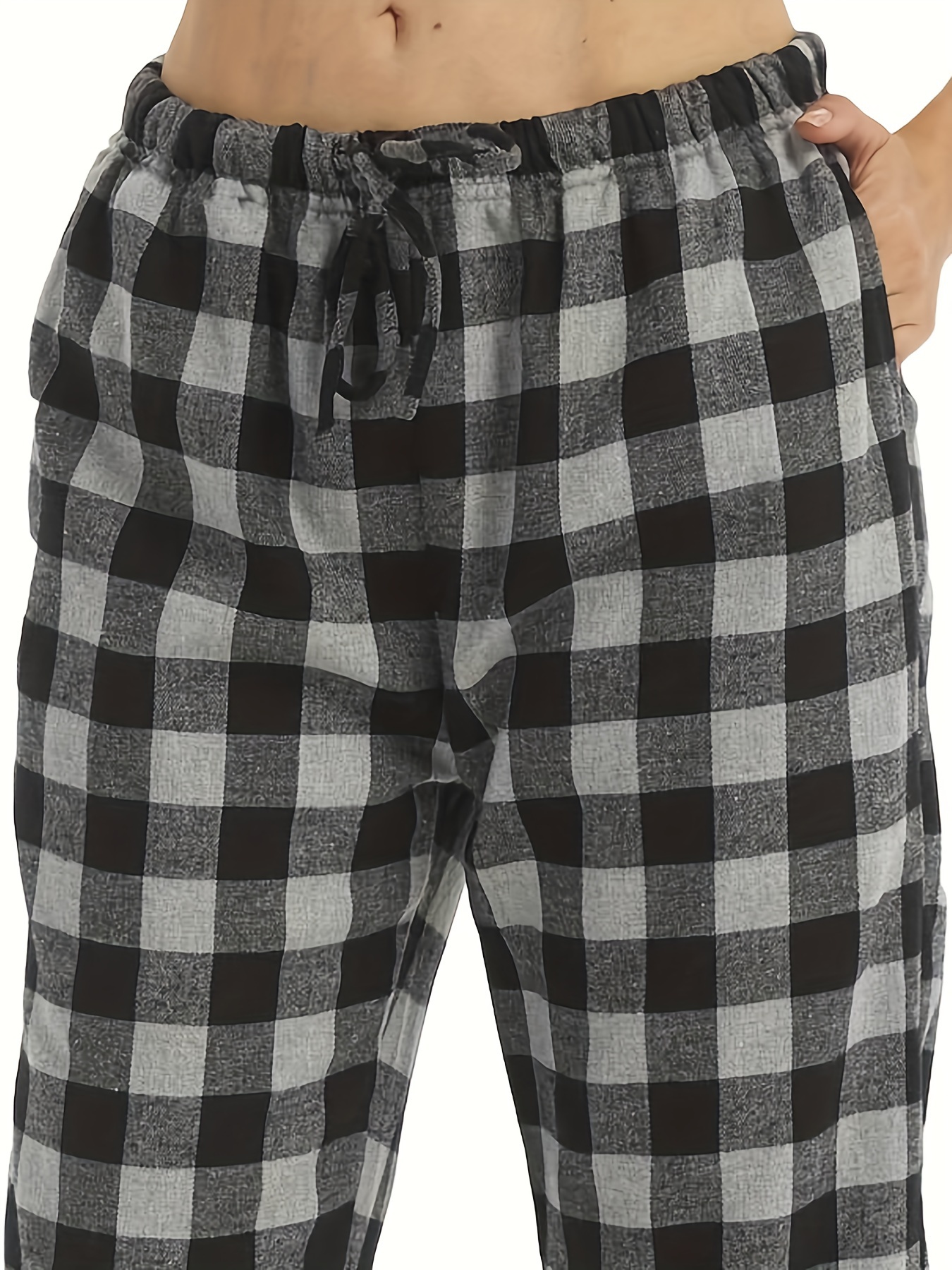 Plaid Print Pajamas Pants Soft Comfy Drawstring Lounge Pants - Temu Canada
