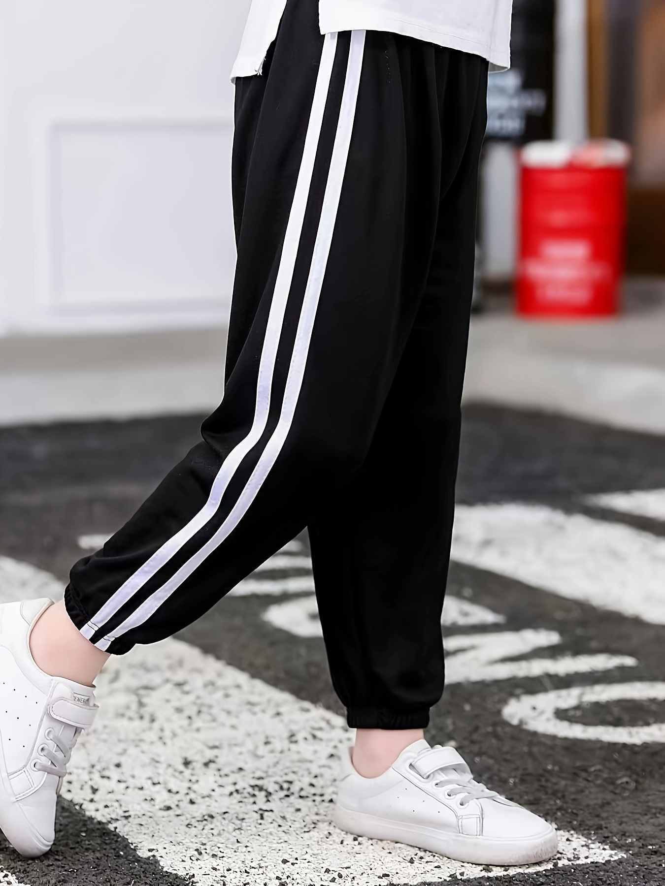 2 7y Girls Preppy Striped Thin Trousers Breathable Comfy - Temu