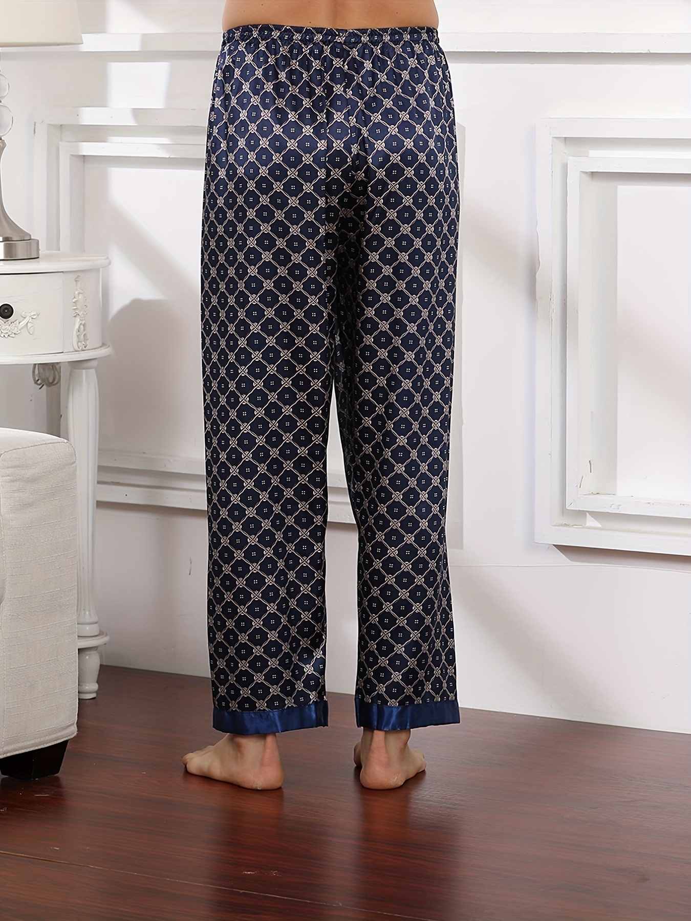 Floral Comfortable Long Casual Pants, Men's Pajama Pants For Home