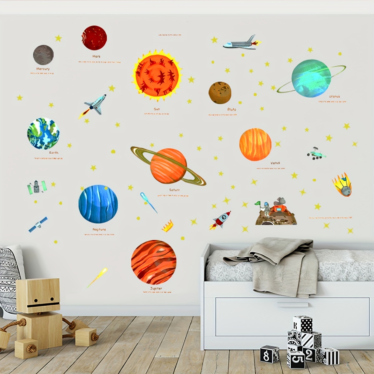 Sistema Solar Espacio Exterior Pegatinas De Pared Planetas En El Universo  Espacial Pelar Y Pegar Pegatinas De Pared Removibles Para Niños Guardería  Dormitorio Sala De Estar Pla