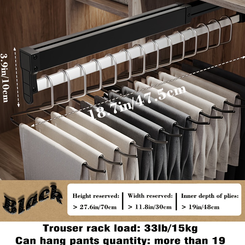 Adjustable pull out discount trouser rack for wardrobe