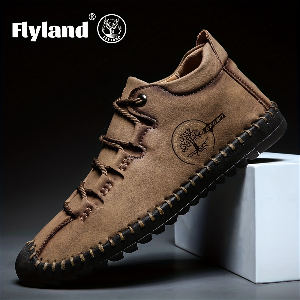 Flyland Men's Retro Casual Lightweight Wear-resistant Lace-up Ankle Boots  With Rubber Sole Yellowstone - Temu