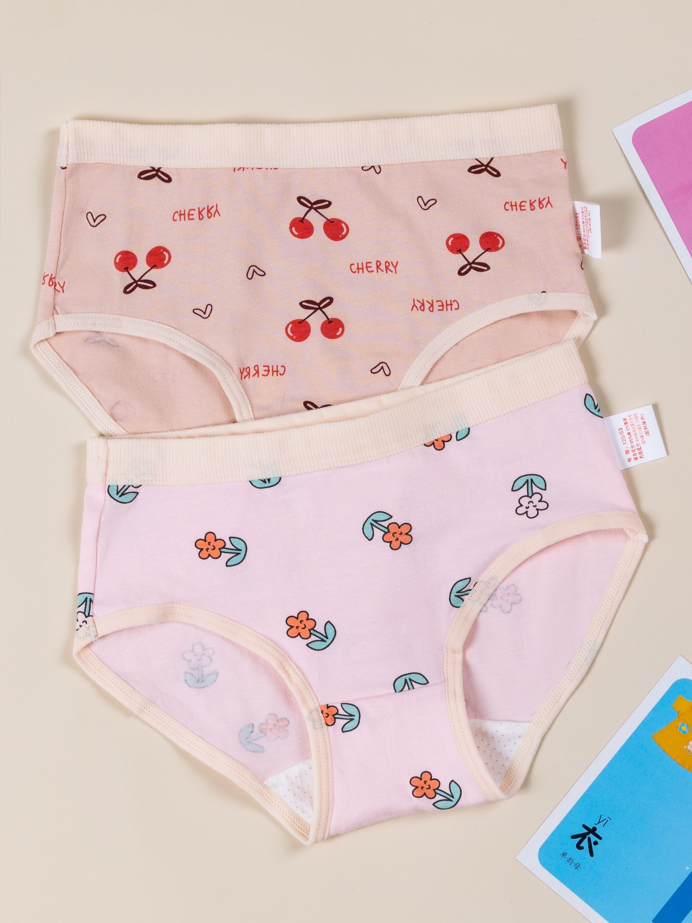 Girl's Cotton Cute Cherry Full Printed Triangle Panties - Temu