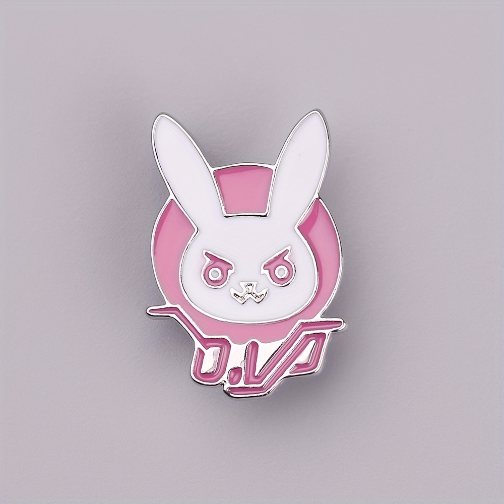 Men's Pink Bunny Brooch, Cartoon Character Backpack Accessory