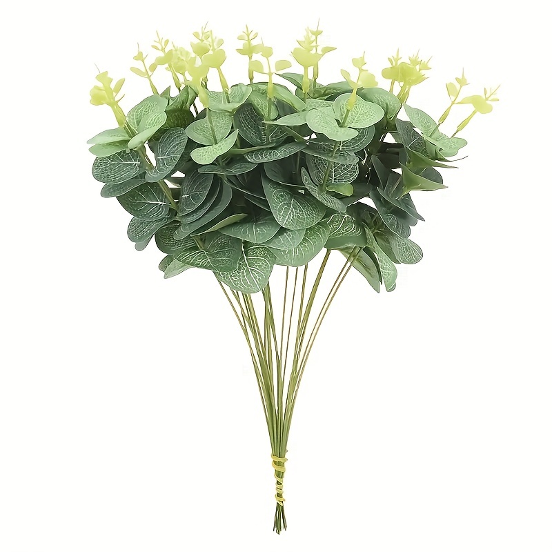 

10pcs Artificial Eucalyptus Leaves, Fake Plant Pick, Christmas Decoration, Artificial Greenery For Home Wedding Wreaths Eid Al-adha Mubarak