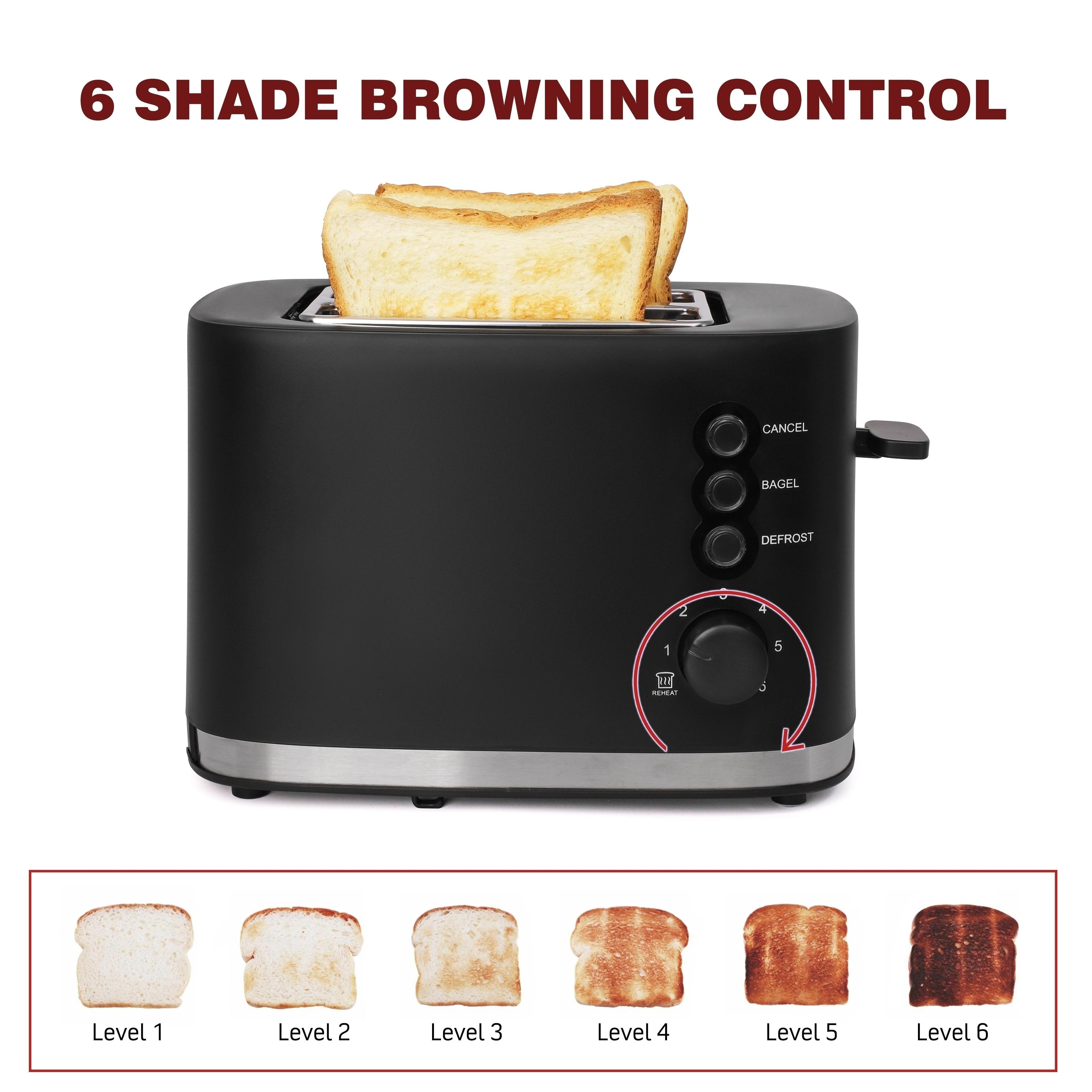 Long Slot Toaster 2 Slice Best Toaster 2 Slice Wide Slot, Vintage Black  Toaster with Defrost/Reheat/Cancel/6 Bread Shade Settings/Removable Crumb  Tray