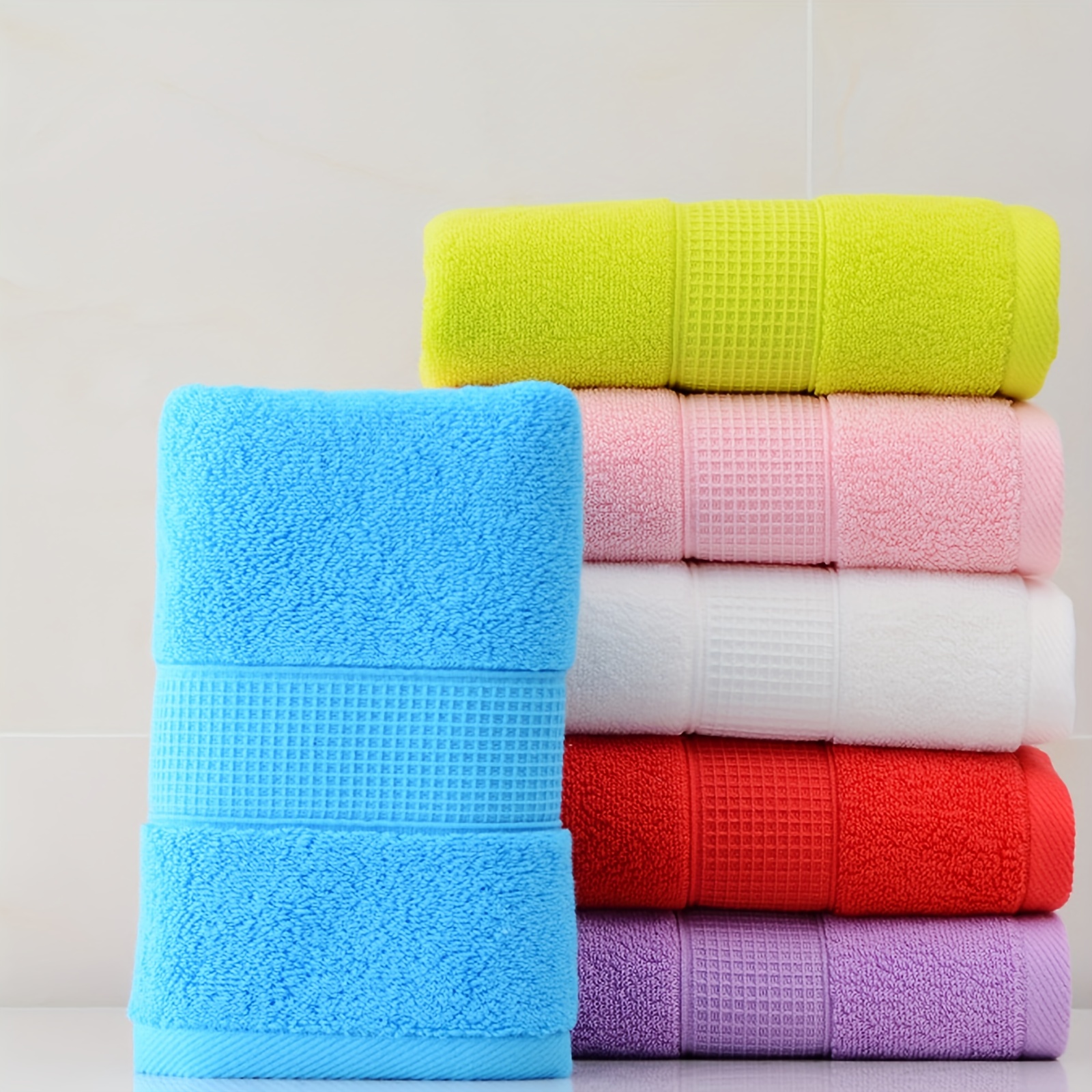 Premium Solid Color Hand Towel Set Cotton Face Towels Highly - Temu