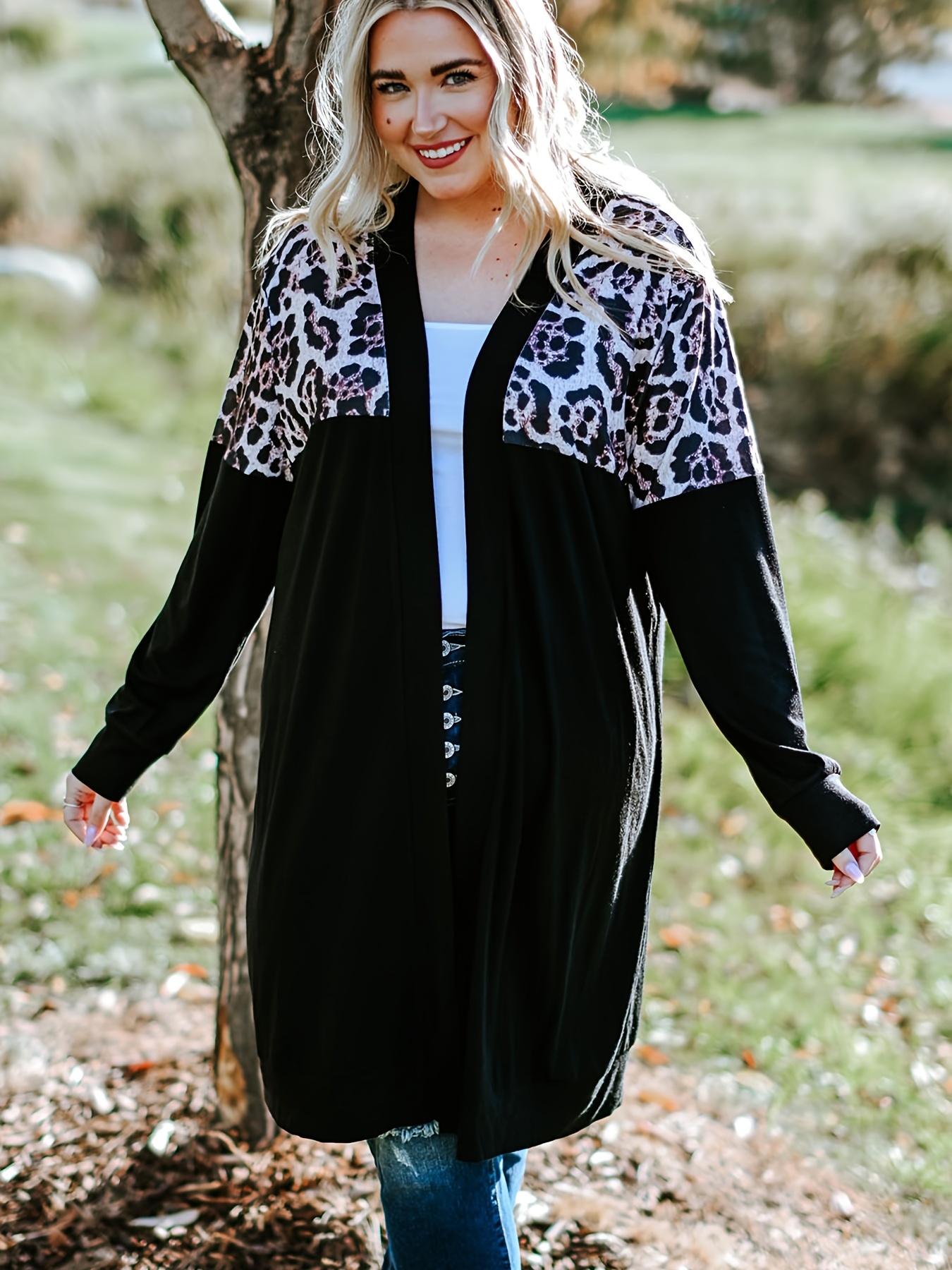 Long leopard cardigan plus clearance size