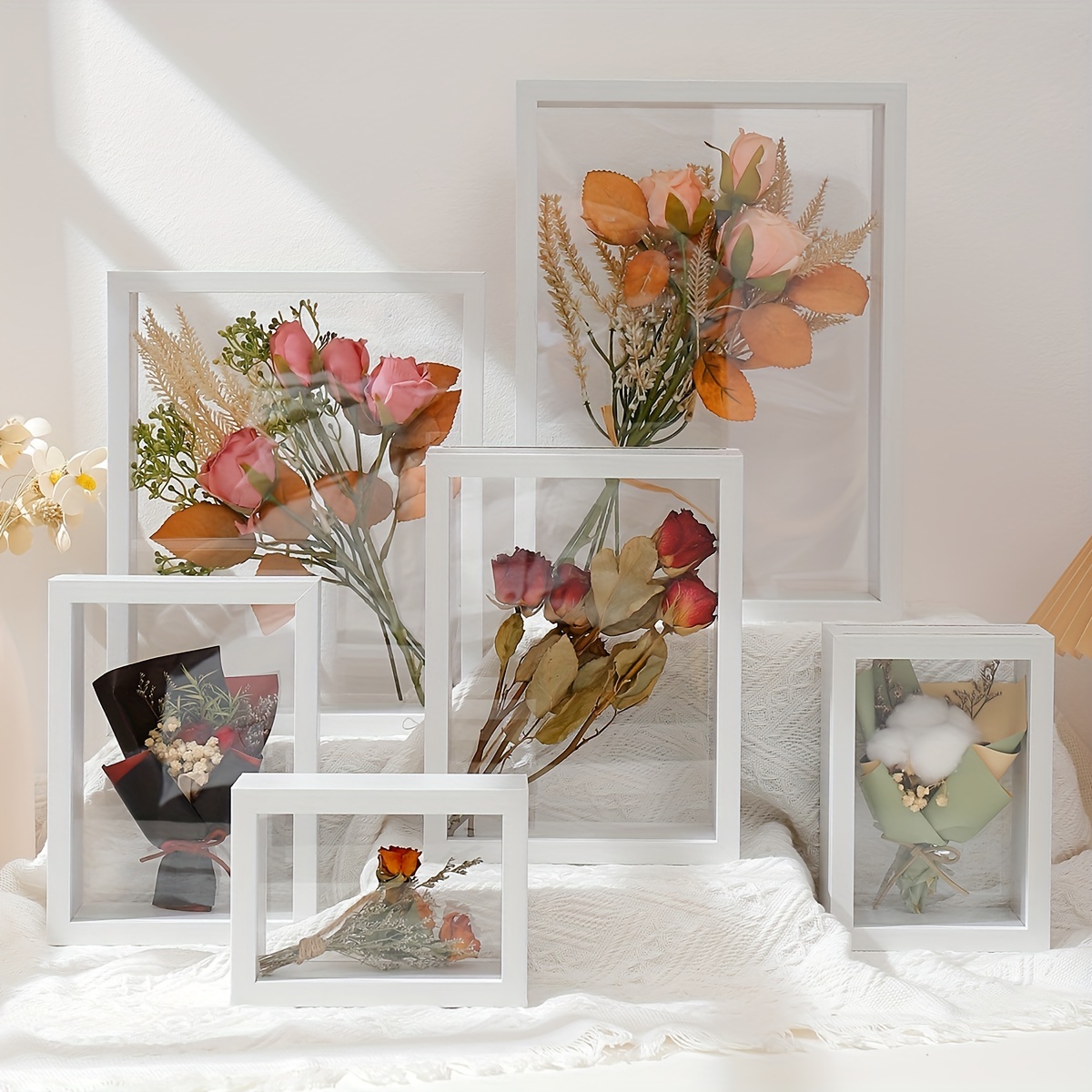 Nordic Ins 3D Simulation Flower Dried Flowers Photo Frame Small Ornaments  Home Frame Decoration Plant Specimen Wall Hanging - AliExpress
