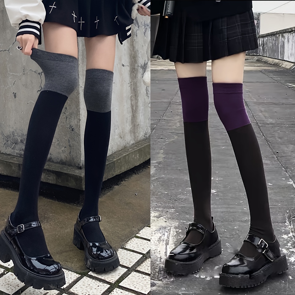 Striped Thigh High Socks College Style match Knee Socks - Temu Canada