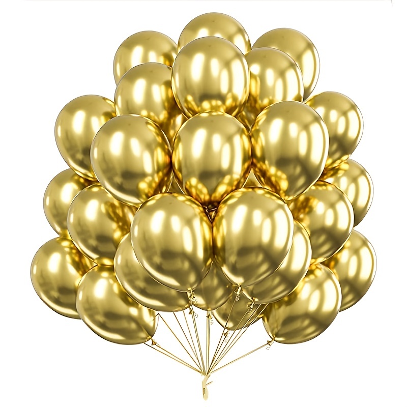 Globos metálicos dorados cromados de 10 pulgadas, globos de látex dorados  brillantes, 50 globos dorados metálicos, globos de helio para fiestas