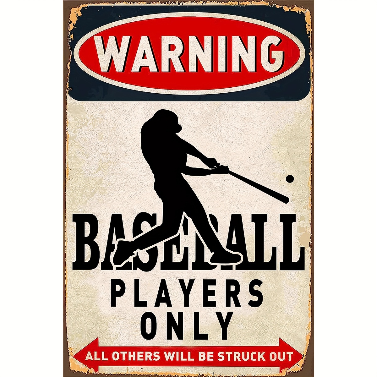 

[popular ] 1pc Vintage-style Baseball Player Warning Poster - 12x18" Canvas Art, Boys' Room & Sports Enthusiasts, Decor With Classic , Room Decor