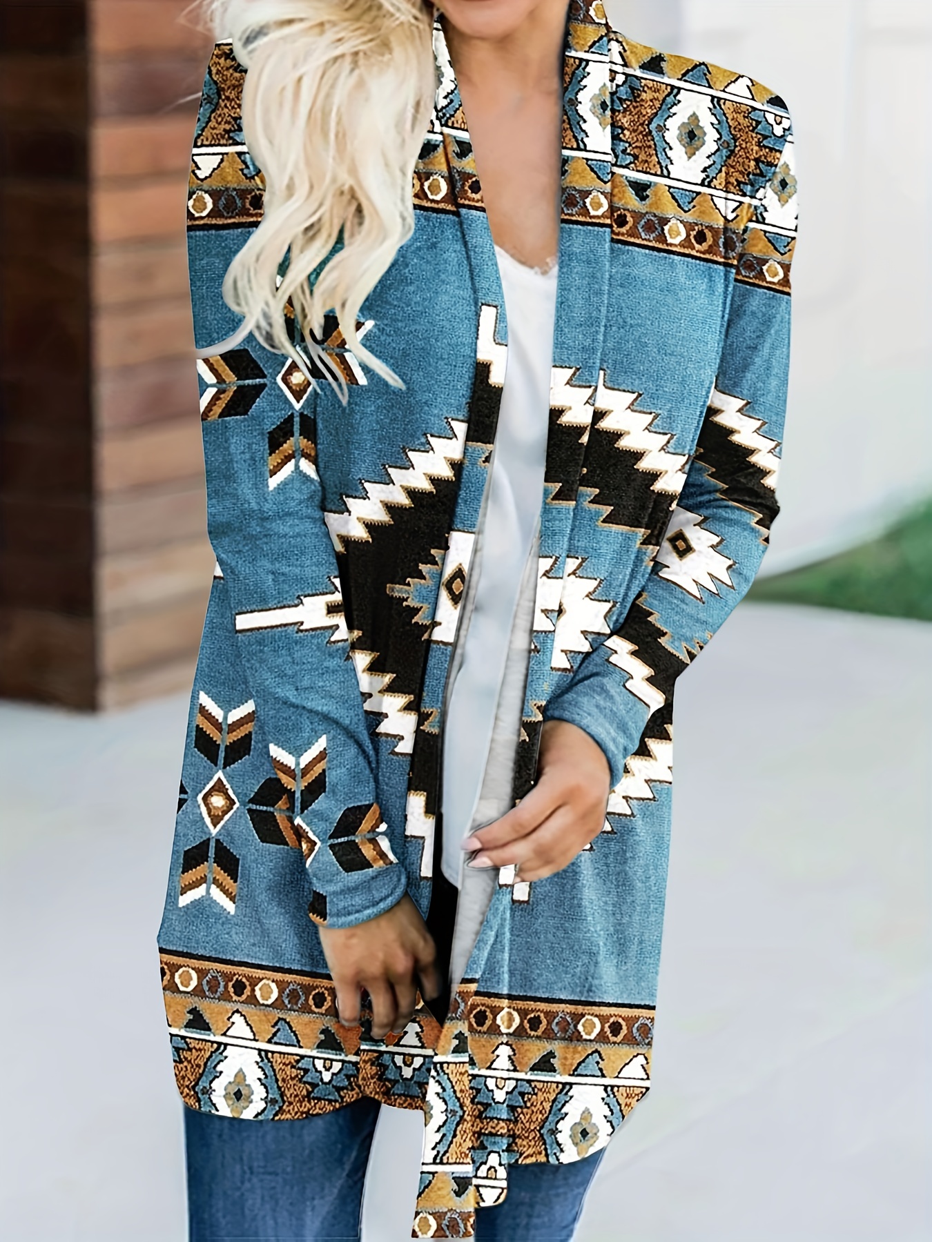 Western Ethnic Aztec Pattern Hoodie Casual Long Sleeve - Temu