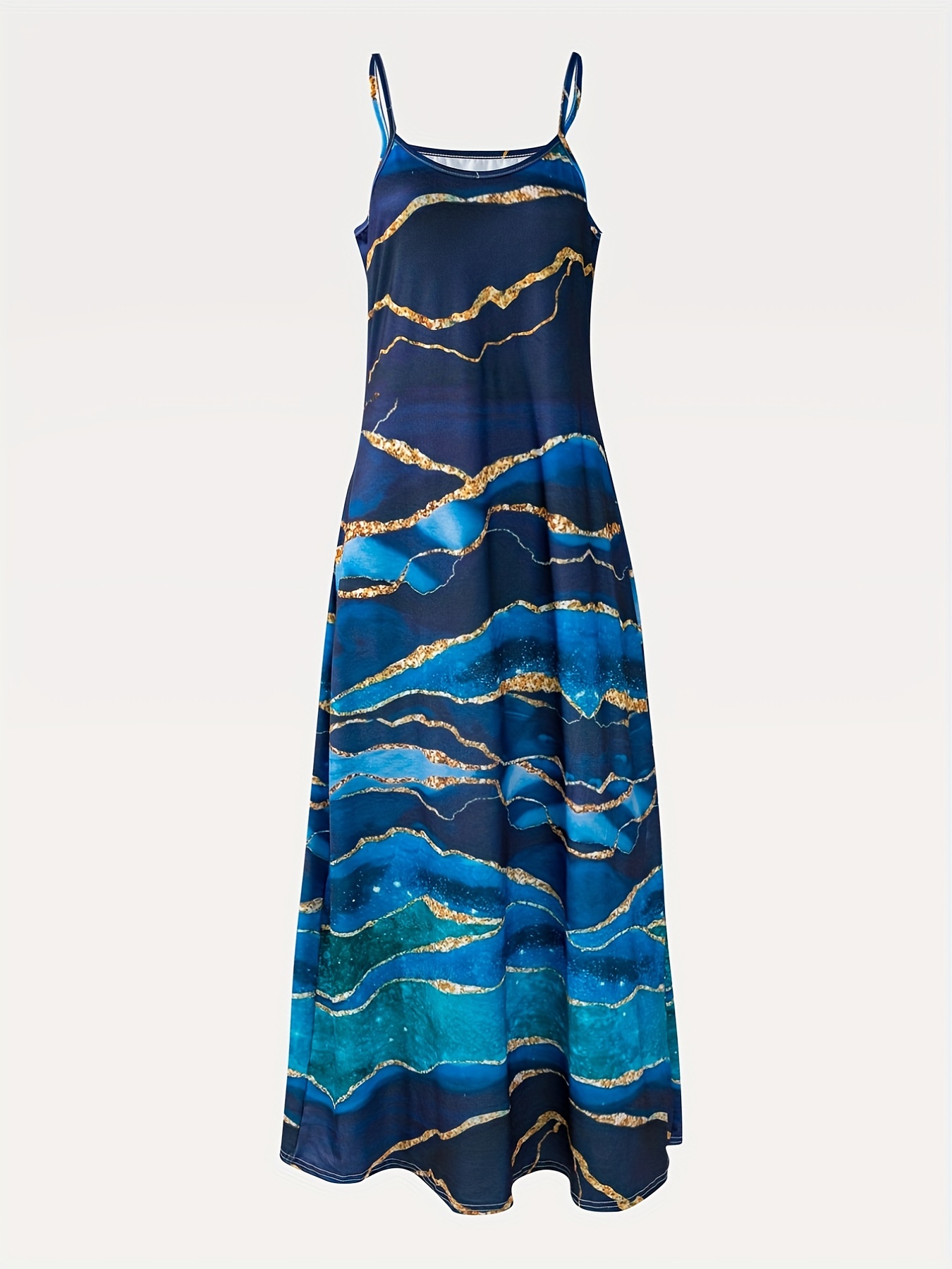 abstract print cami dress boho spaghetti strap sleeveless maxi dress womens clothing