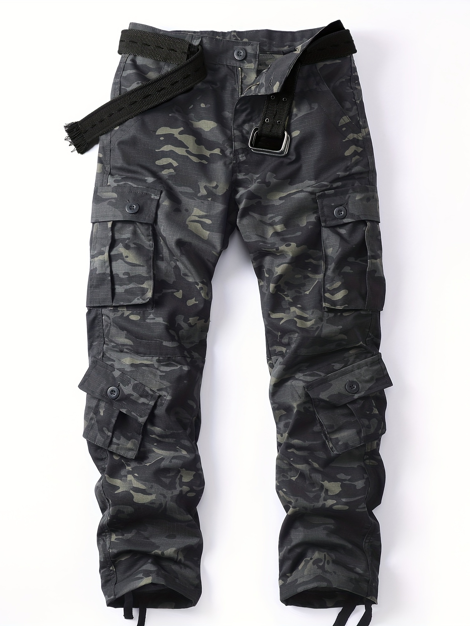  Pantalones cargo de trabajo para mujer, de algodón, con 8  bolsillos, informal, estilo de combate militar, Negro, 2 : Ropa, Zapatos y  Joyería