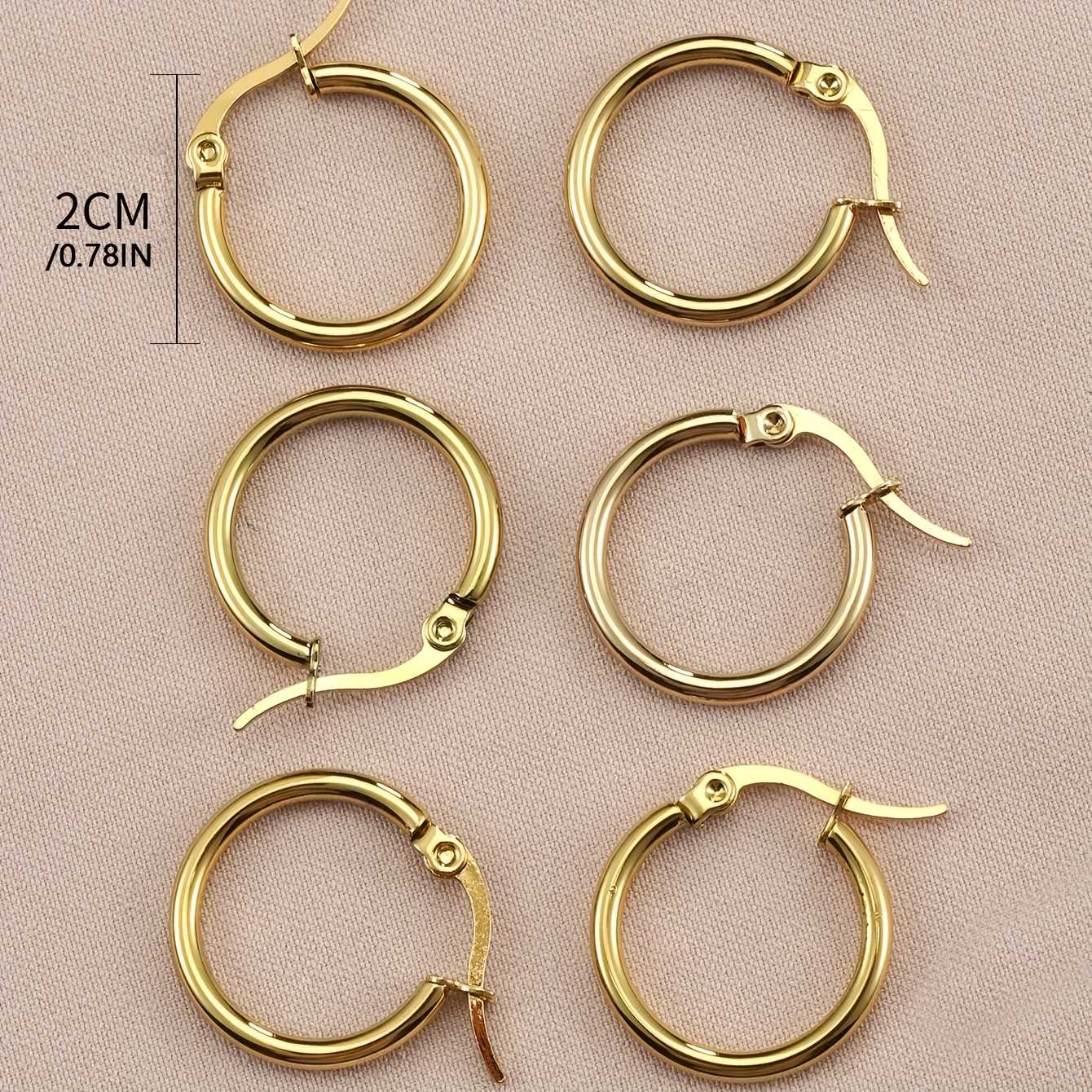 Golden Stainless Steel Open Earrings Circle Earring Hooks - Temu