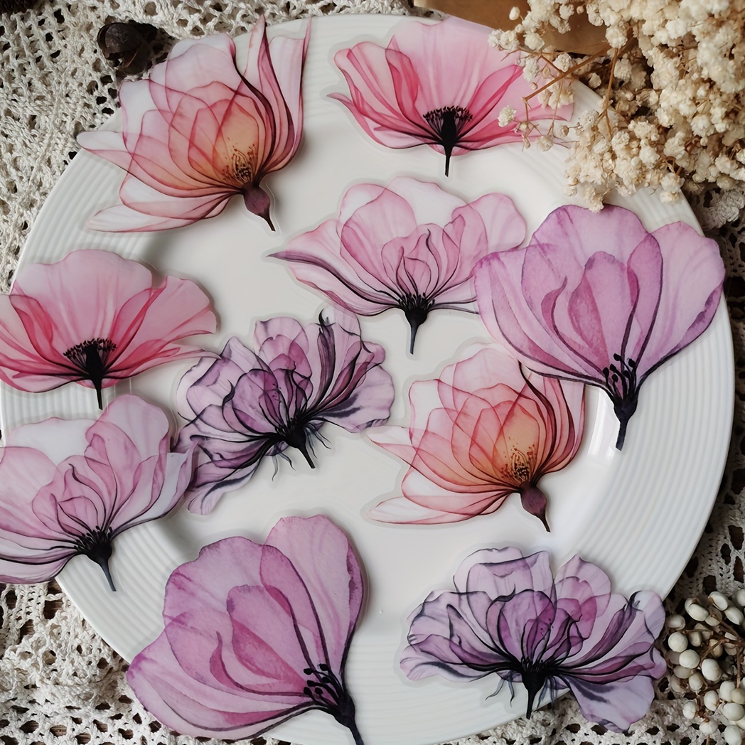 1 Pack,retro Flower Plant Sticker Hand Account Diy Decoration Scrapbooking Photo Album Craft,junk Journal Decor Supplies,diy Junk Journal Decoration Label Stickers Stationery Supply
