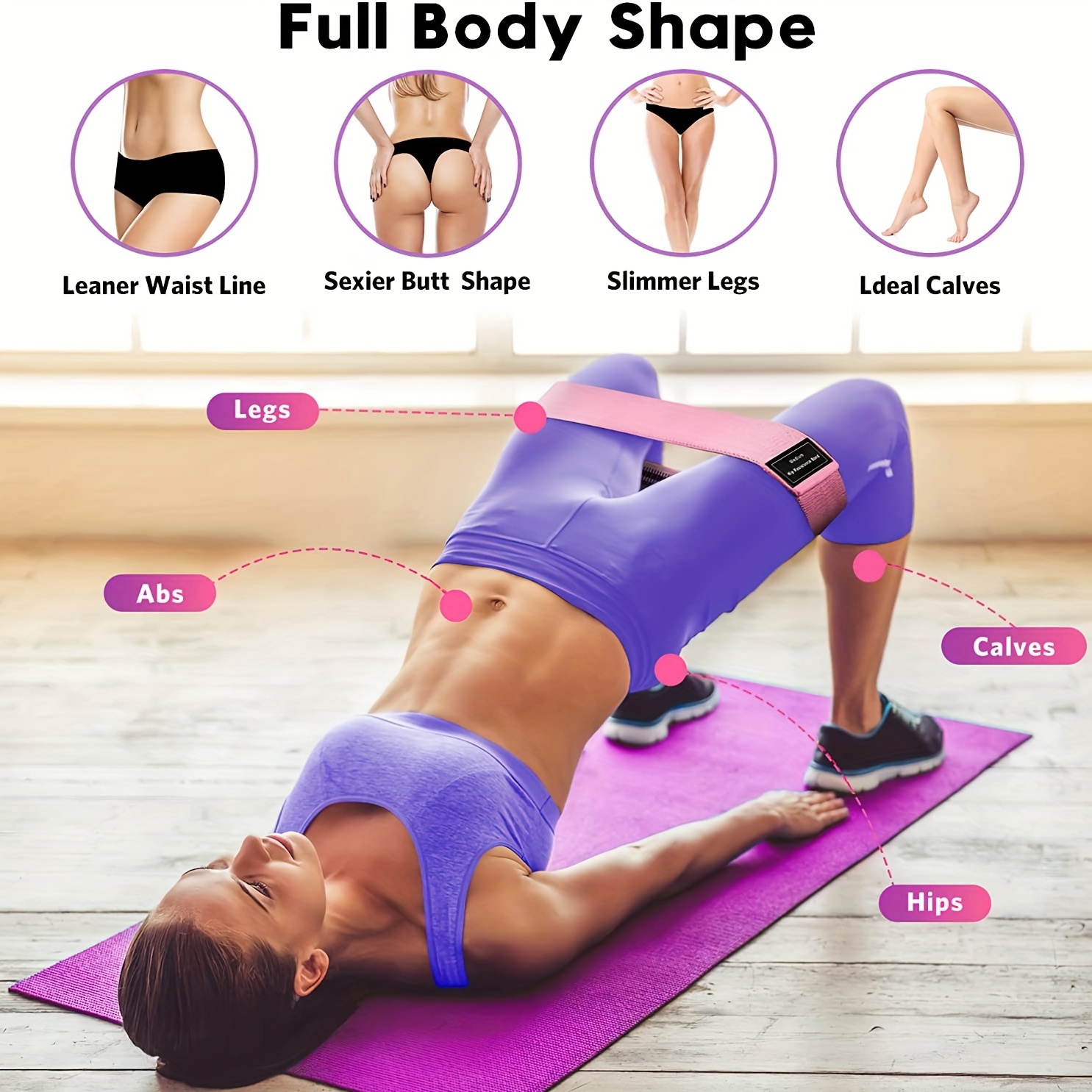Purple Pilates Tension Band Fitness Exercise Body Shaping - Temu