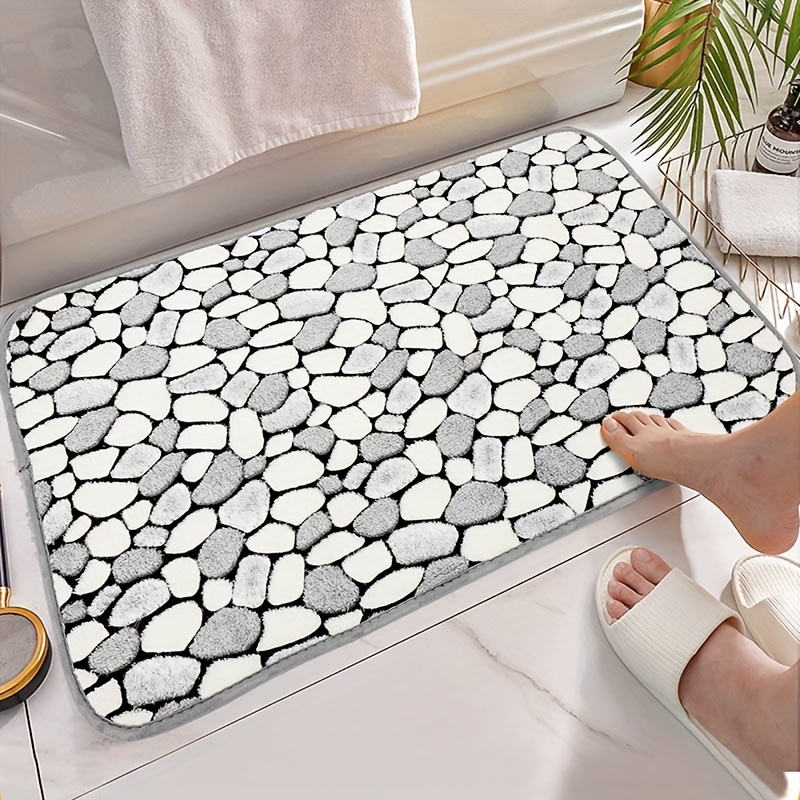 Pebble Pattern Bath Rug Flannel Soft Non slip Bath - Temu