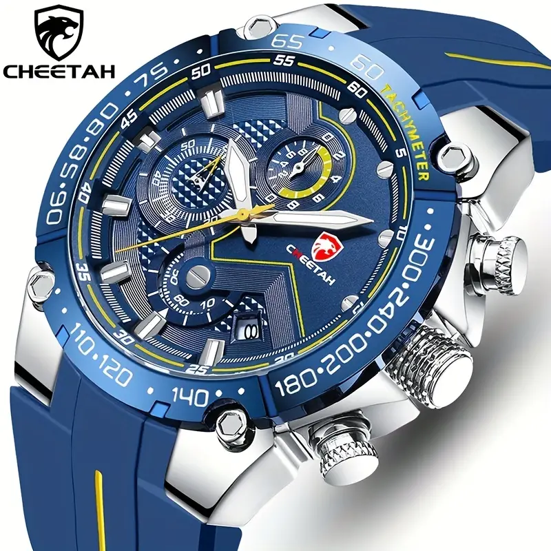 Luxury Waterproof Quartz Sports Watch With Big Dial Chronograph