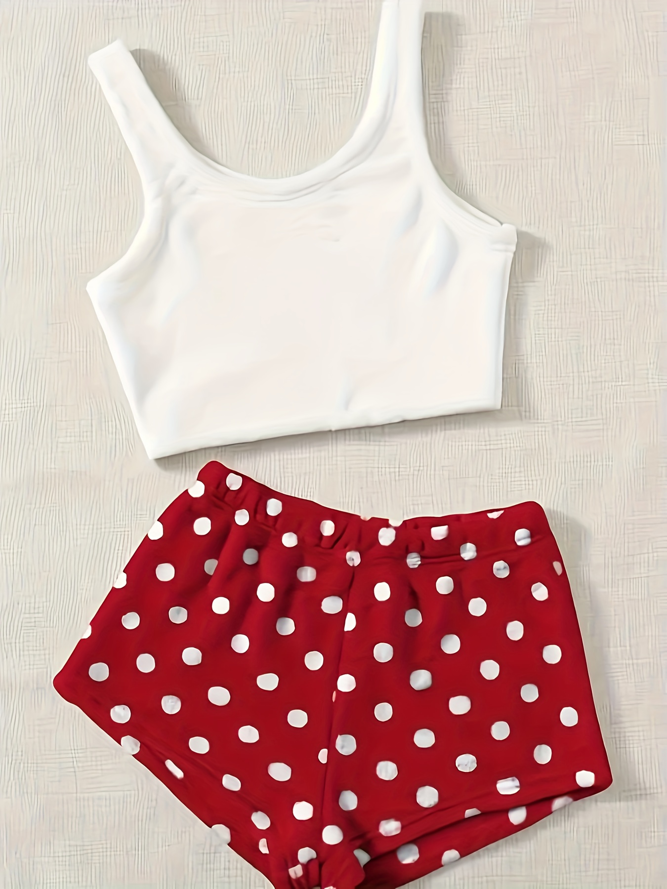 Fuzzy Fleece Pajama Set with Polka Dot Shorts