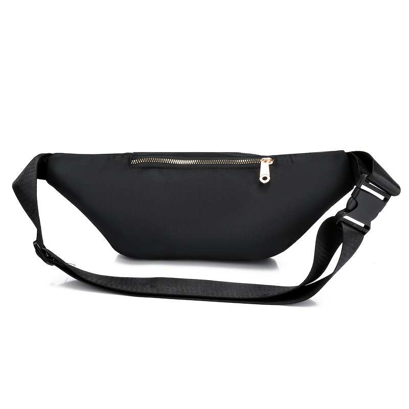 Embroidered Nylon Front Zip Fanny Pack for Women
