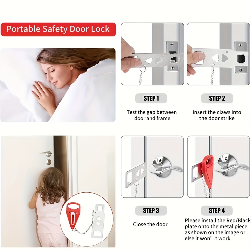 Portable Door Lock Extra Lock for Home Security & Privacy