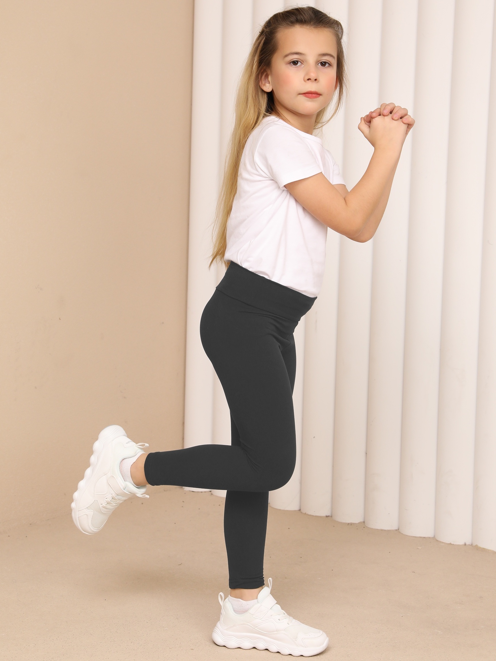 Kids Girls Stretch Elastic High Waist Leggings Kids - Temu