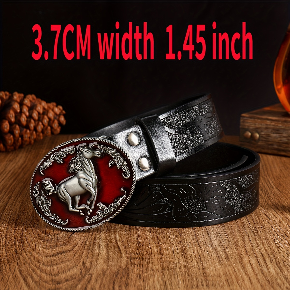 1pc Women Round Buckle Casual Belt For Daily Life