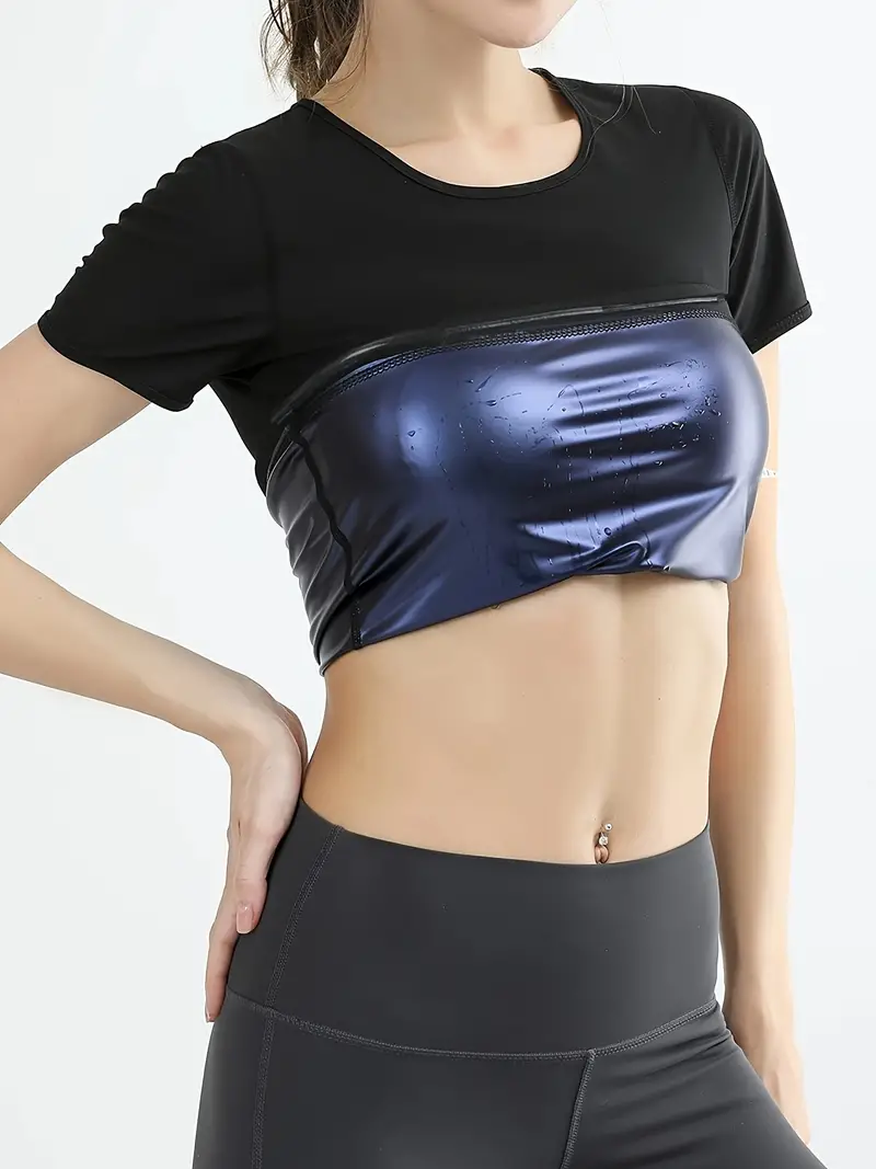 Solid Shaping Slimmer Tops Simple Crew Neck Short Sleeve Top