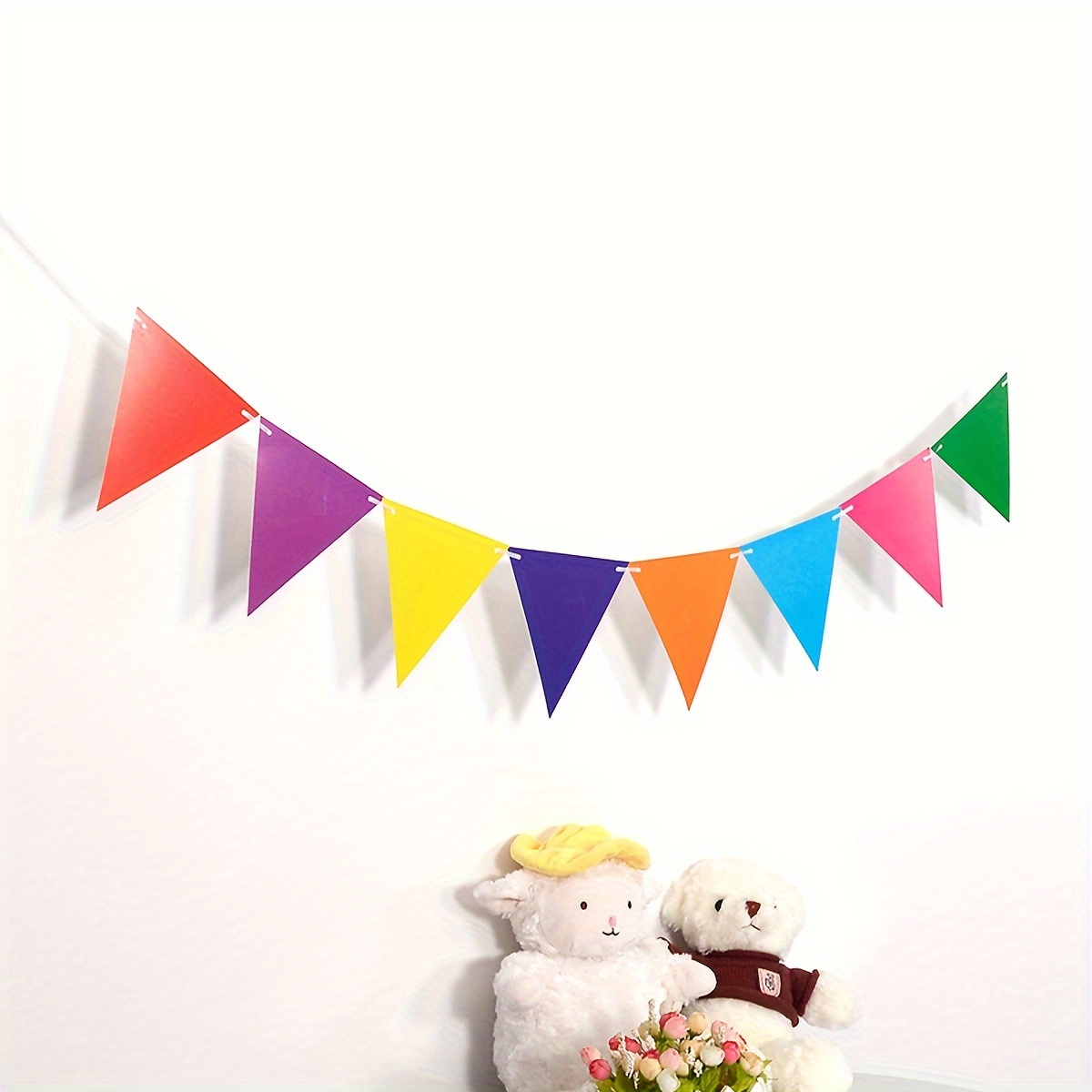 Bunte Papierfächer-Deko & Glitzernde Dreiecksflaggen – Für Geburtstag, Abschluss & Brautdusche