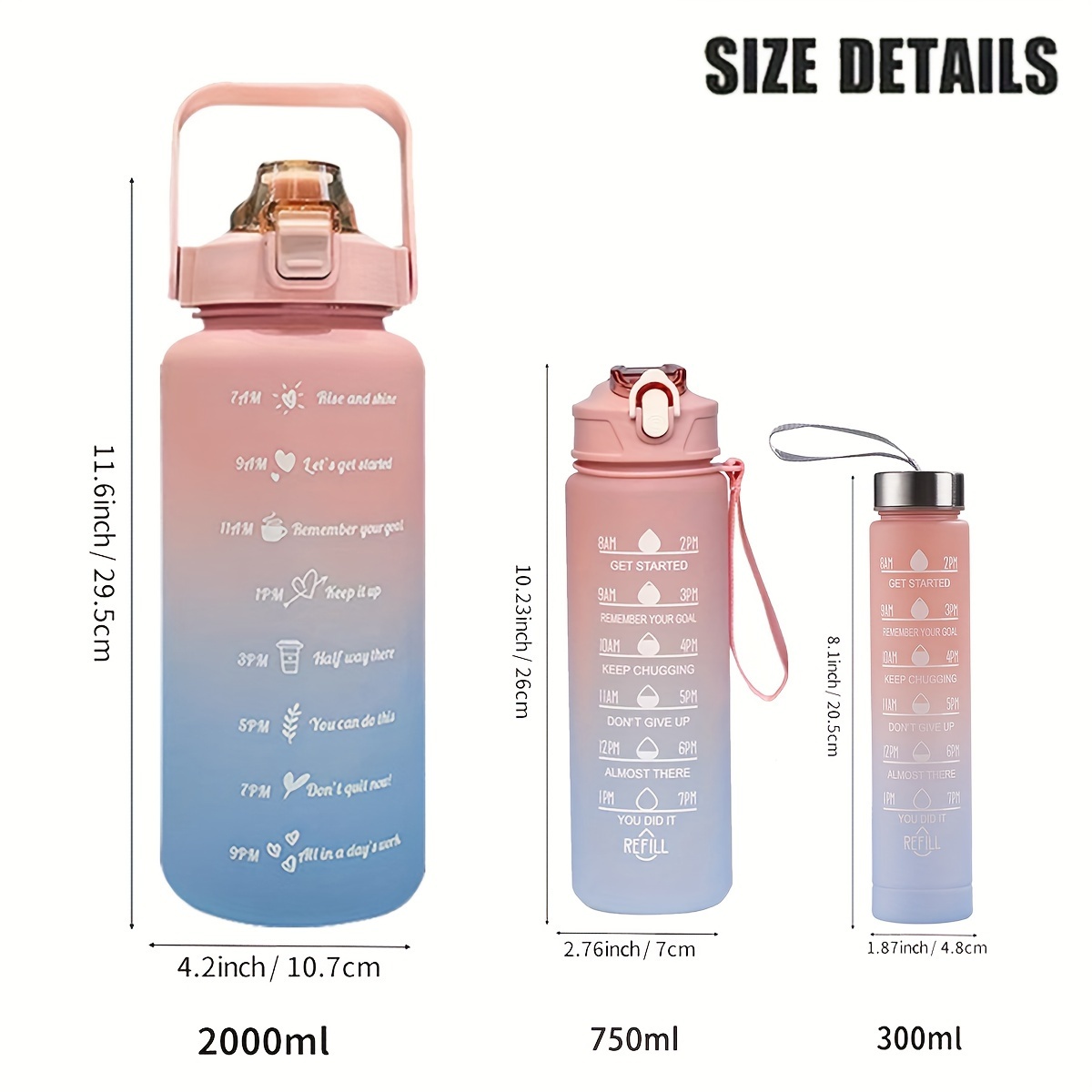 1pc 67.63oz/2L Large Capacity Gradient Color Plastic Straw Sports Fitness  Water Cup, Outdoor Portable Water Bottle Straw Cup, Big Water Bottle