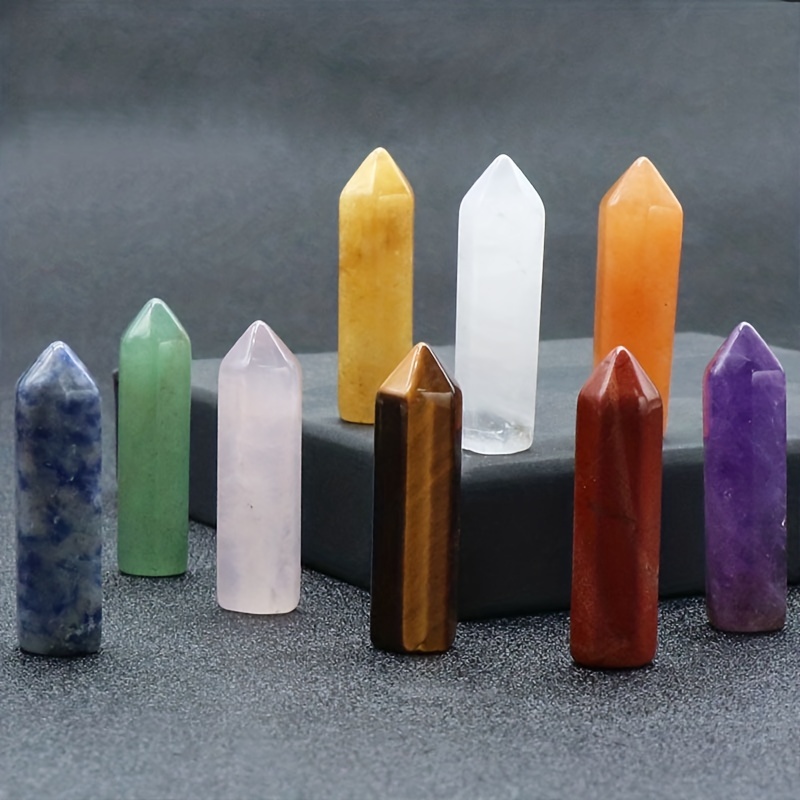 Hexagonal Chakra Natural Stone And Crystal Point Wand