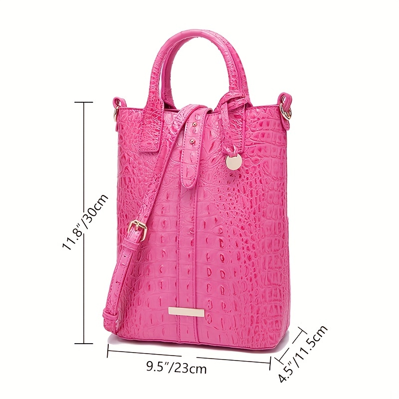 Crocodile Embossed Shoulder Bag Large Capacity Handbag Portable Square Purse