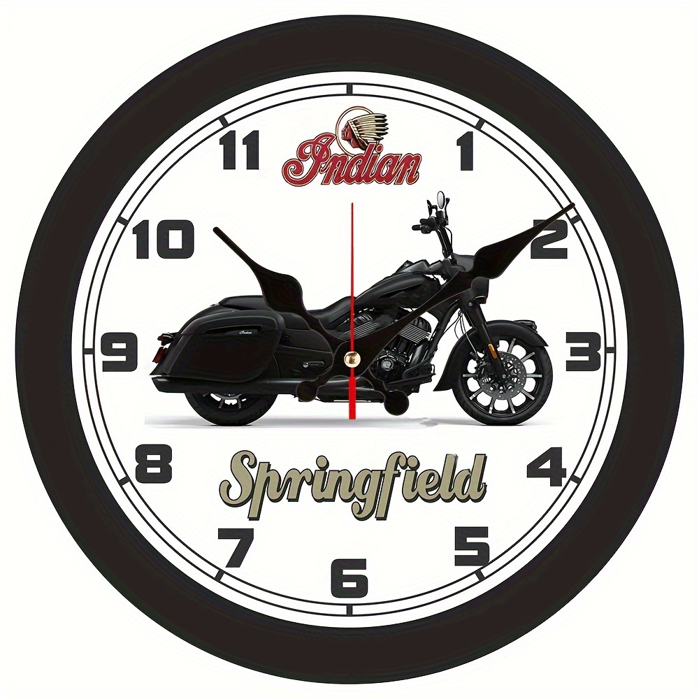 

1pc Indian Springfield Motorcycle Wall Clock Models Aa Battery (not Included)