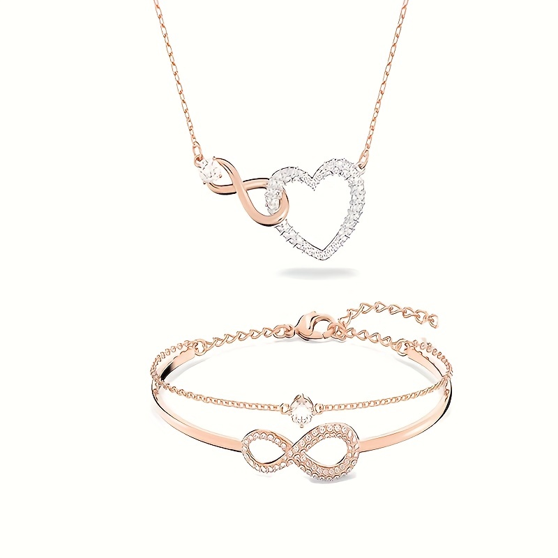 2pcs Heart Shape and Infinity Sign Jewelry Set