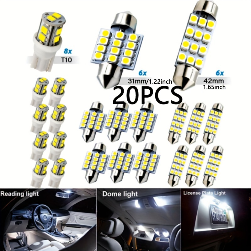 

20pcs Car Led Light Car Interior Light Led Cars Wedge Lights T10 T5 Dome License Plate Lighting Tail Lamp Trunk Bulbs