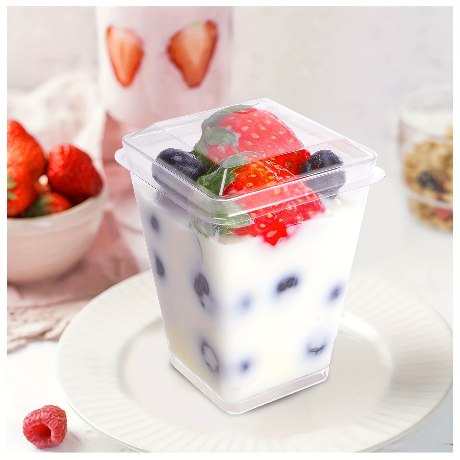 Plastic Dessert Cups With Lids Parfait / Appetizer Cups For - Temu