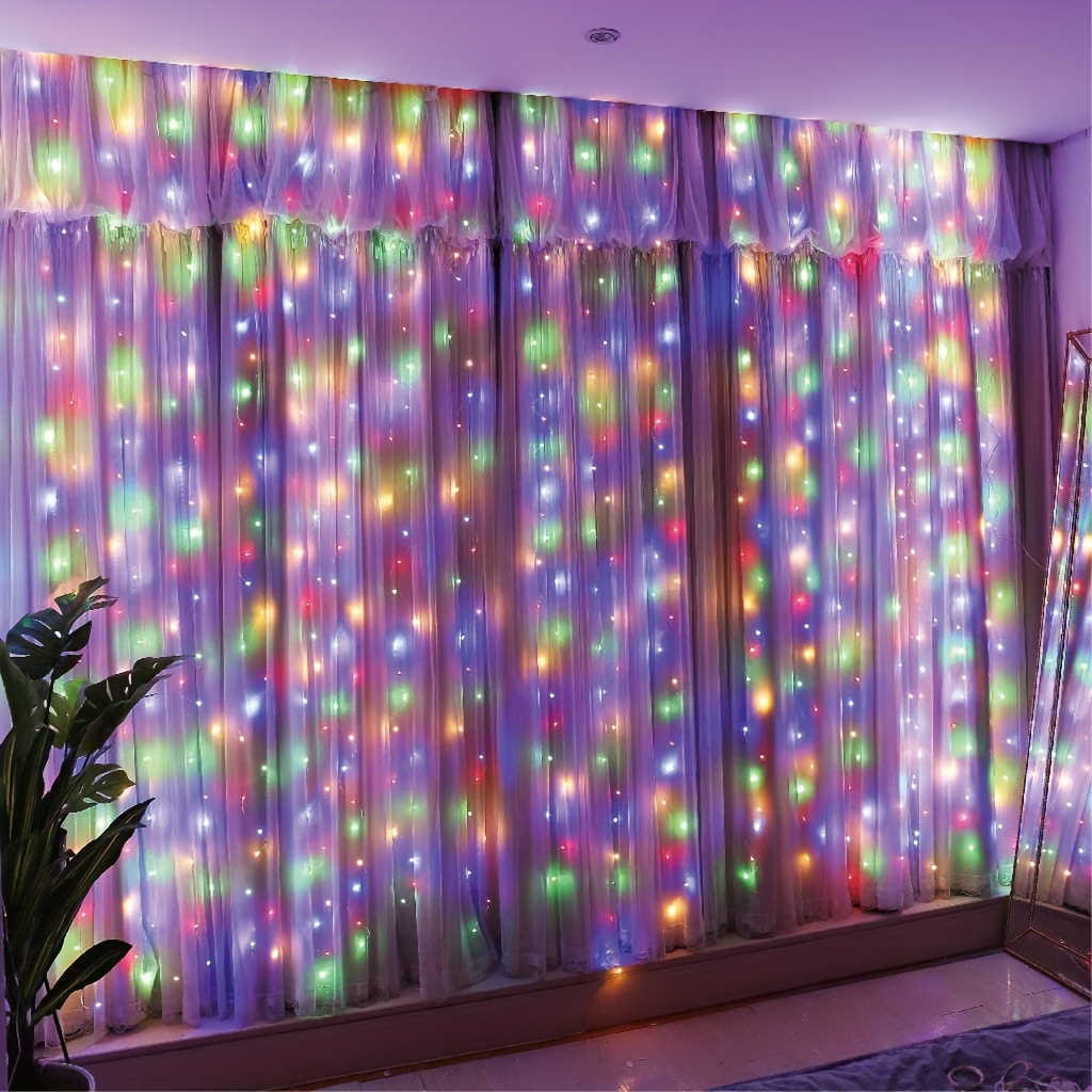 LAMON Vorhang Licht, LED-Vorhangleuchte, Mit Fernbedienung, 3x3m 300  Lichter LED Strip, Vorhangleuchten, Warmweiß