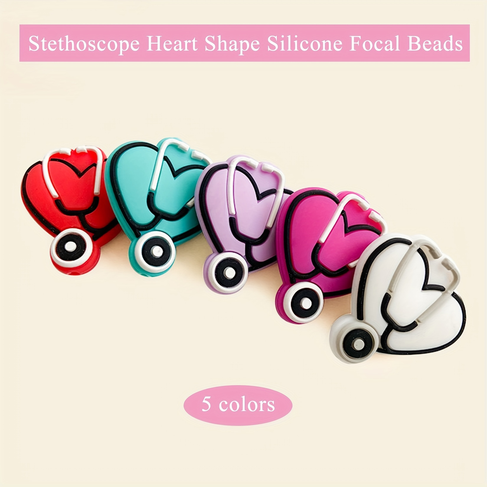 Heart Stethoscope Silicone Beads Bulk Focal Characters - Temu