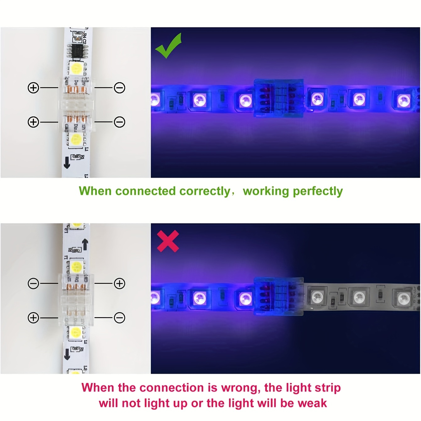 3pin Led Strip Lights Connectors Strip Strip Quick - Temu
