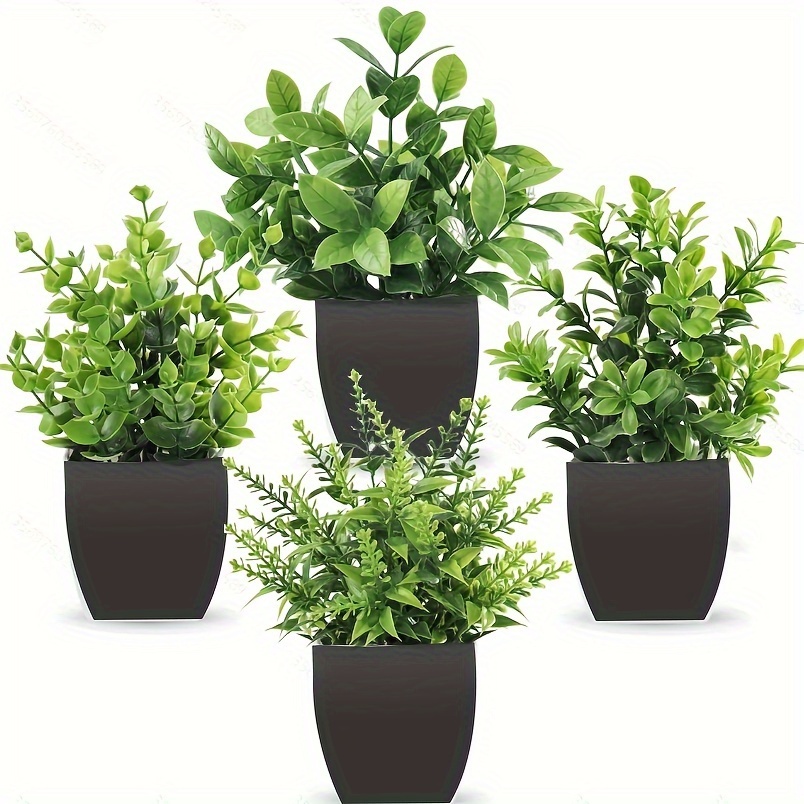 Elecoutek 4pcs Plantes Artificielles Interieur en Pot, Mini Fausse