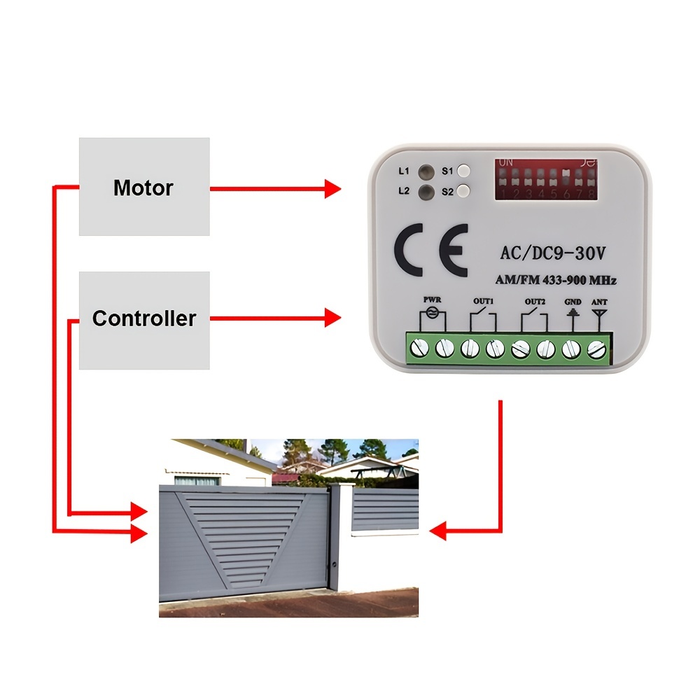 Telecomando universale per porta di garage, da 260 a 868 MHz, nero