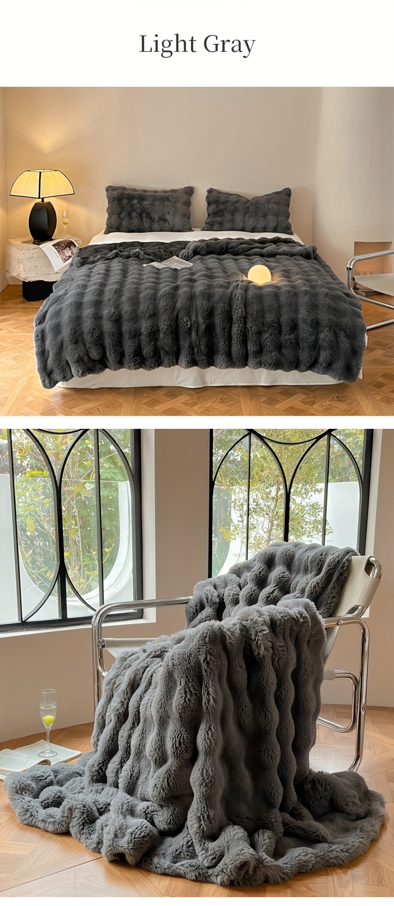 1pc   rabbit fur blanket solid color fleece blanket super soft comfortable warm blanket     suitable for bedroom office camping   decoration details 8